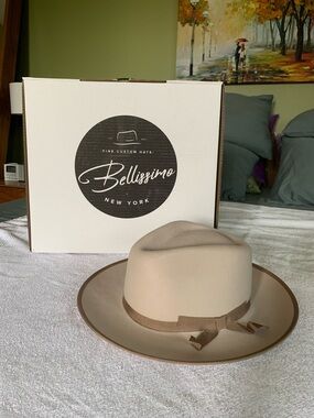 Bellissimo New York Fine Custom Hats Beige Felt Fedora with Grosgrain Band
